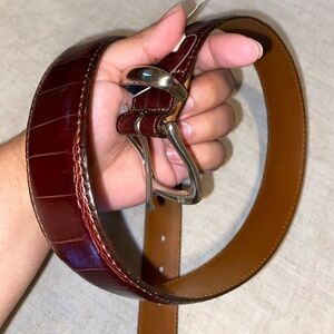 King Ranch Brown Leather Belt with Silver Buckle